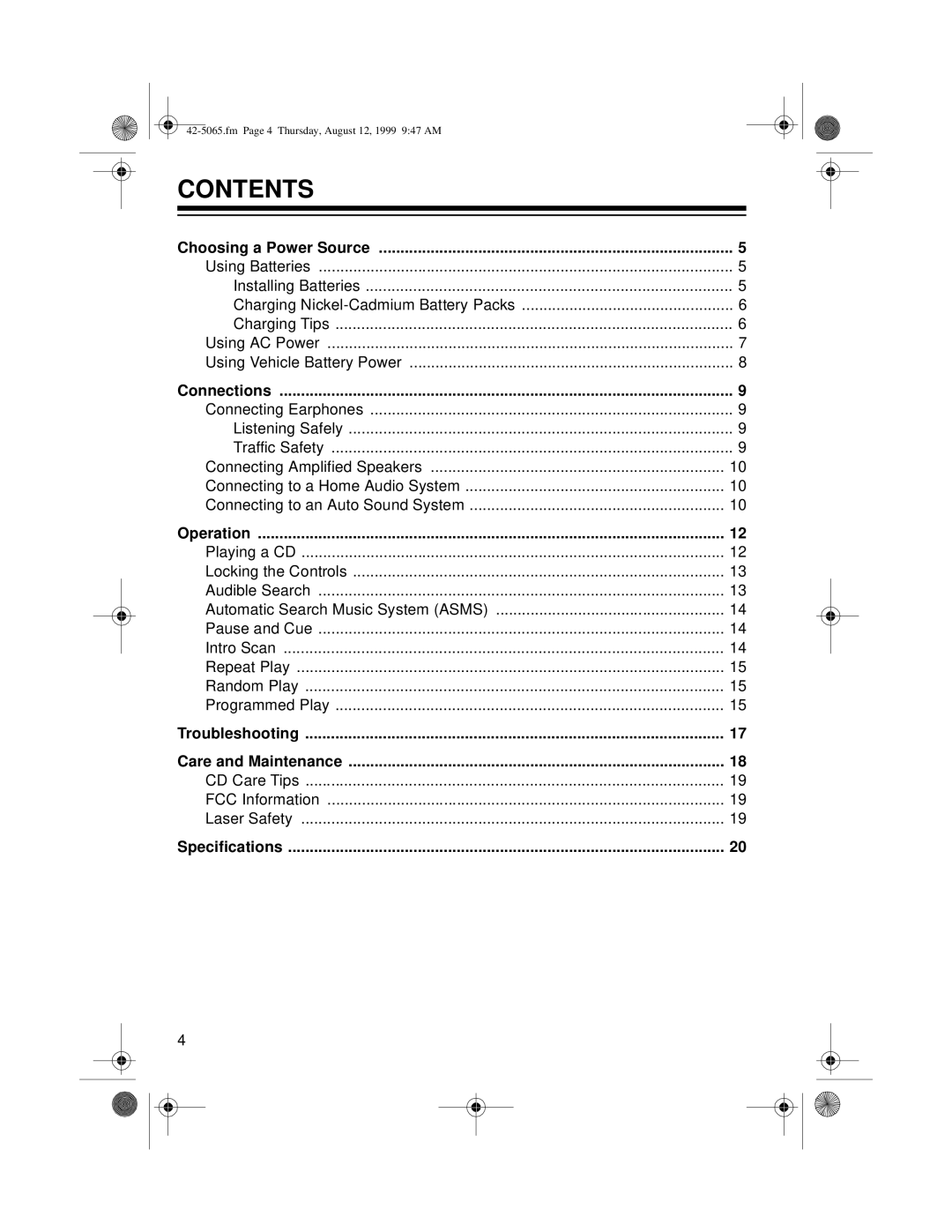 Optimus CD-3520 owner manual Contents 