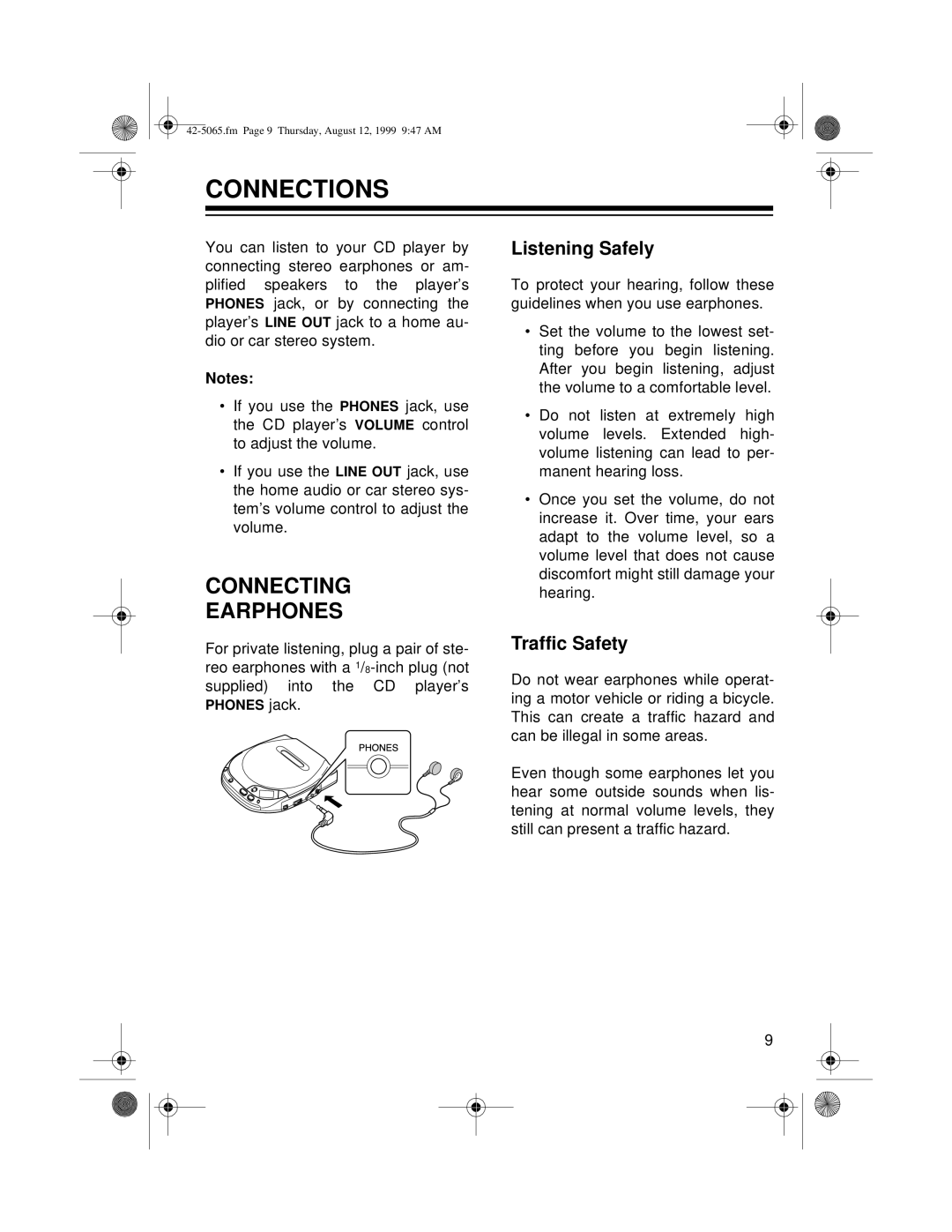 Optimus CD-3520 owner manual Connections, Connecting Earphones 