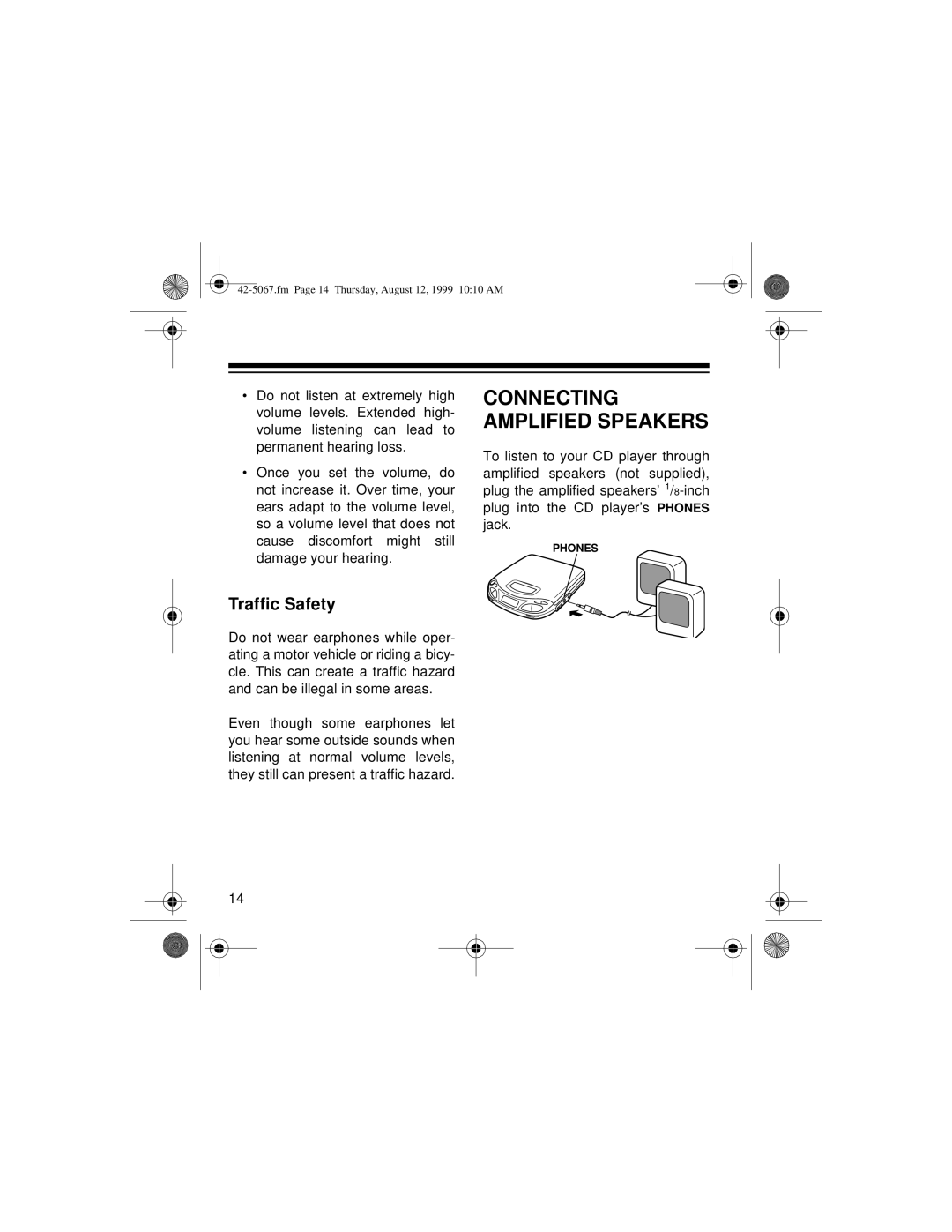 Optimus CD-3580 owner manual Connecting Amplified Speakers, Traffic Safety 