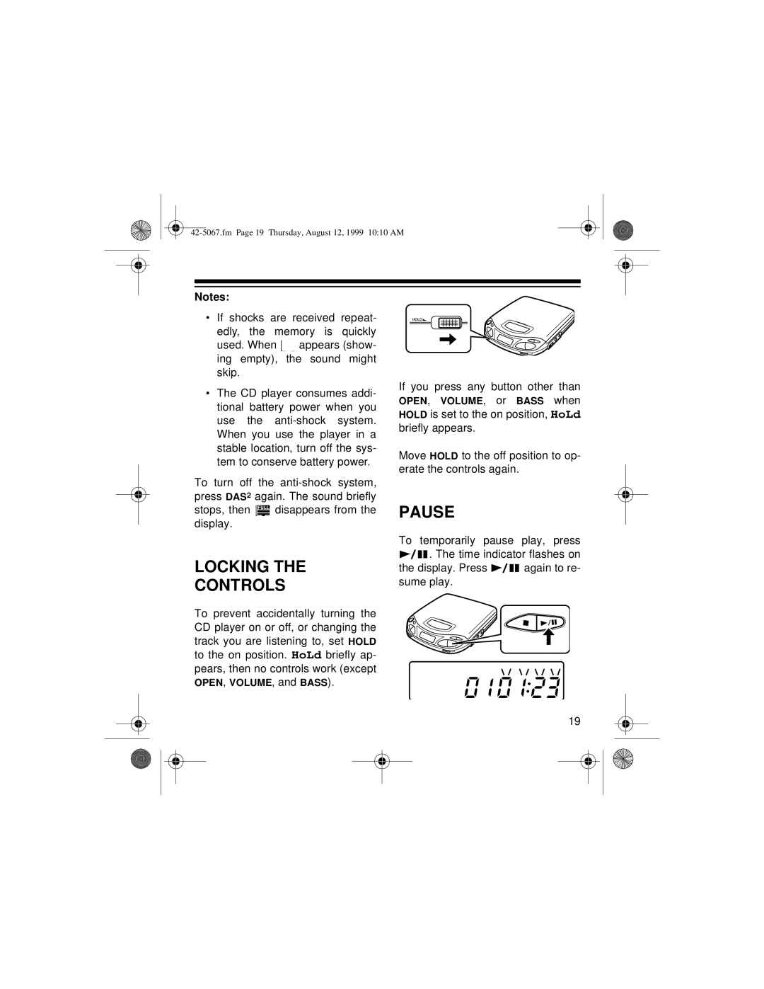 Optimus CD-3580 owner manual Locking Controls, Pause 