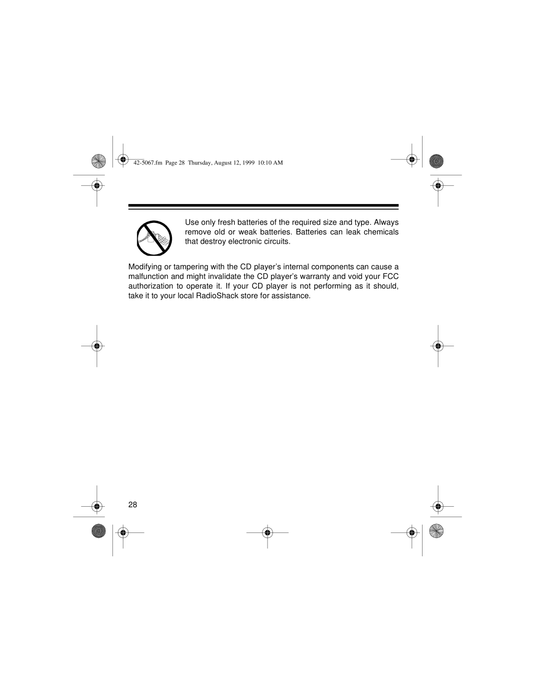 Optimus CD-3580 owner manual Fm Page 28 Thursday, August 12, 1999 1010 AM 