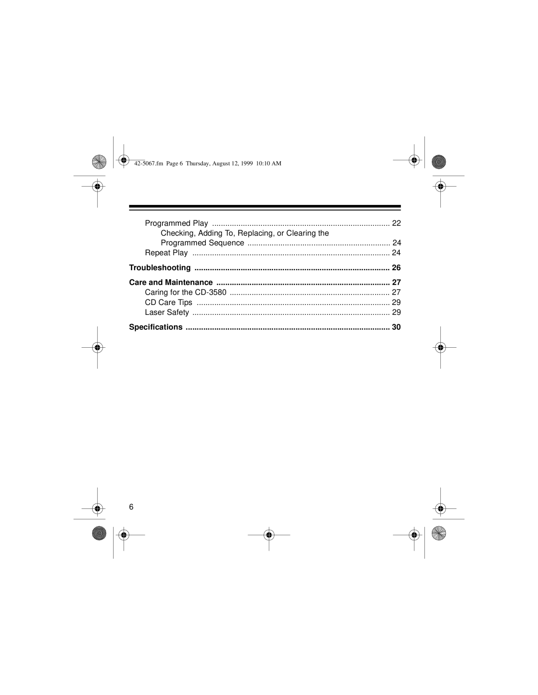 Optimus CD-3580 owner manual Troubleshooting Care and Maintenance, Specifications 