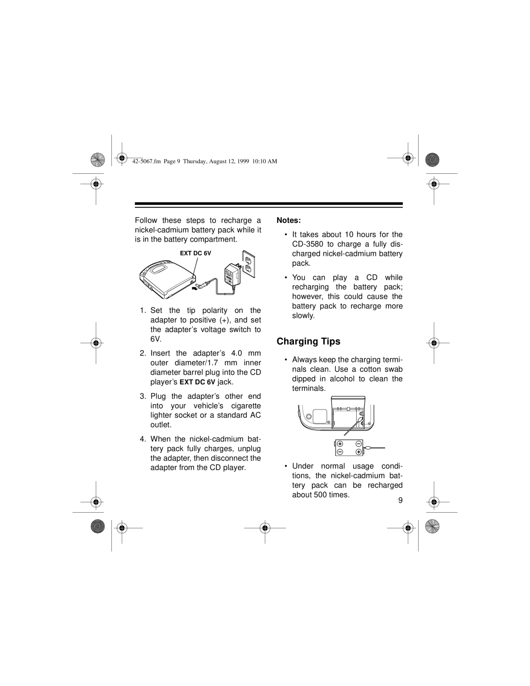 Optimus CD-3580 owner manual Charging Tips 