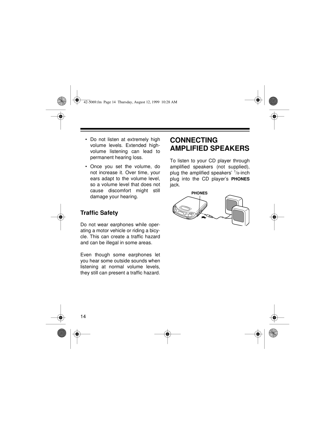 Optimus CD-3590 owner manual Connecting Amplified Speakers, Traffic Safety 