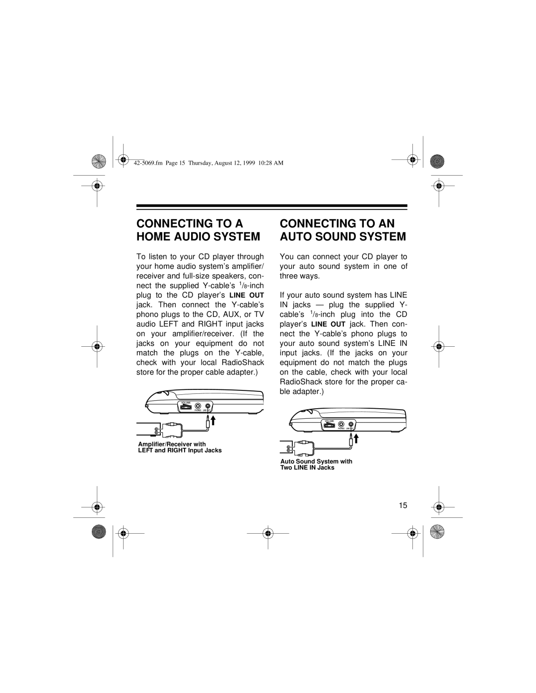 Optimus CD-3590 owner manual Connecting to a Home Audio System, Connecting to AN Auto Sound System 