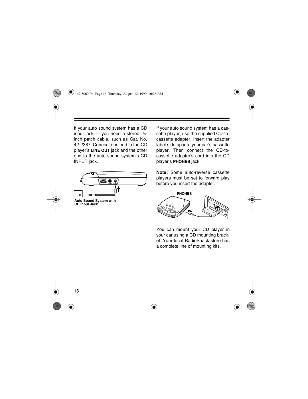 Optimus CD-3590 owner manual Auto Sound System with CD Input Jack 