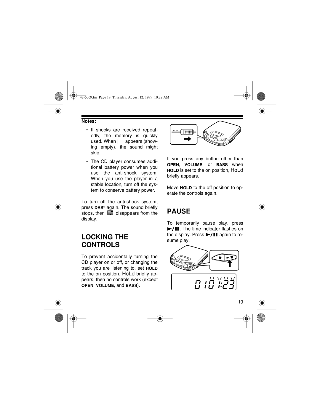 Optimus CD-3590 owner manual Locking Controls, Pause 