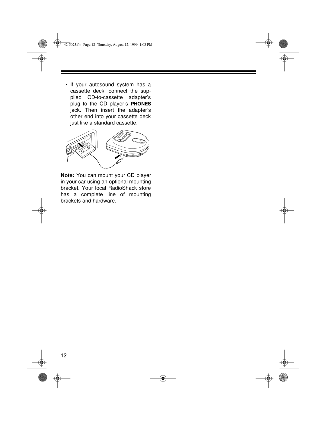 Optimus CD-3680 (42-5075), CD-3690 (42-5076) owner manual Fm Page 12 Thursday, August 12, 1999 103 PM 