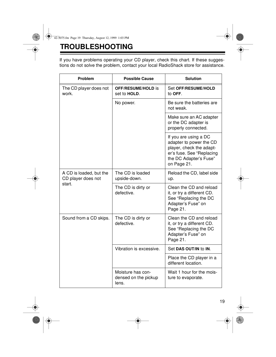 Optimus CD-3690 (42-5076), CD-3680 (42-5075) owner manual Troubleshooting 