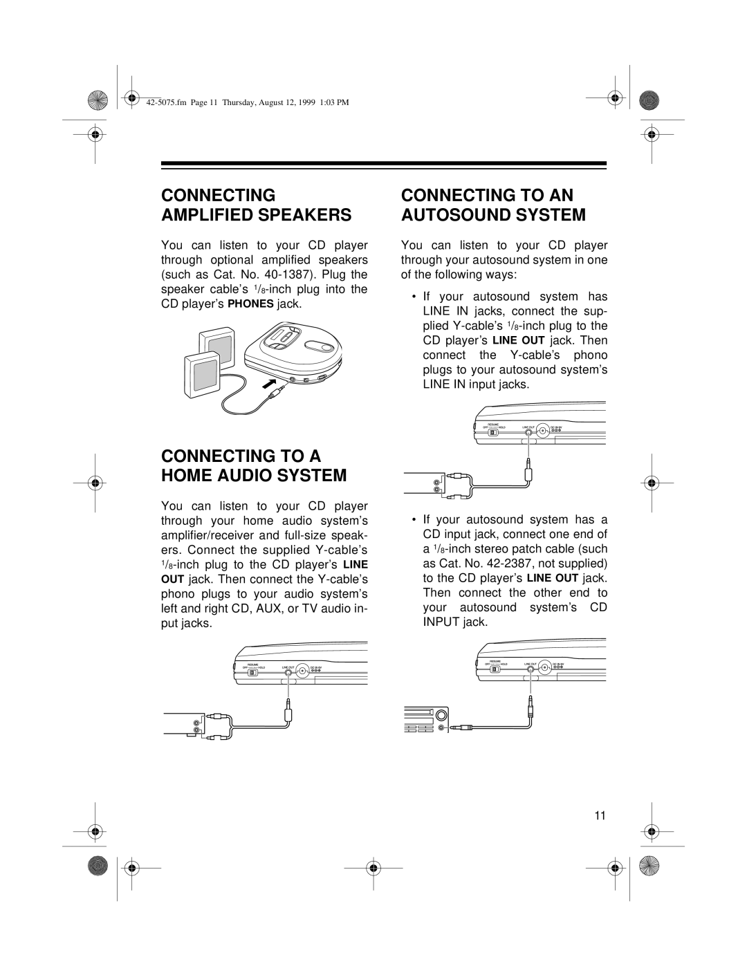 Optimus CD-3690 (42-5076), CD-3680 (42-5075) owner manual Connecting Amplified Speakers 