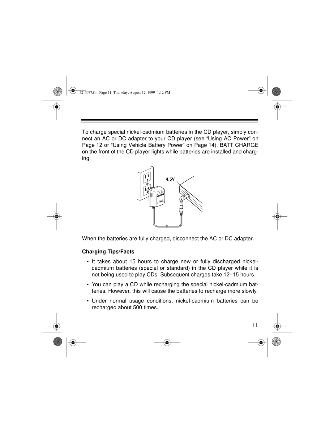 Optimus CD-3720 owner manual Charging Tips/Facts 