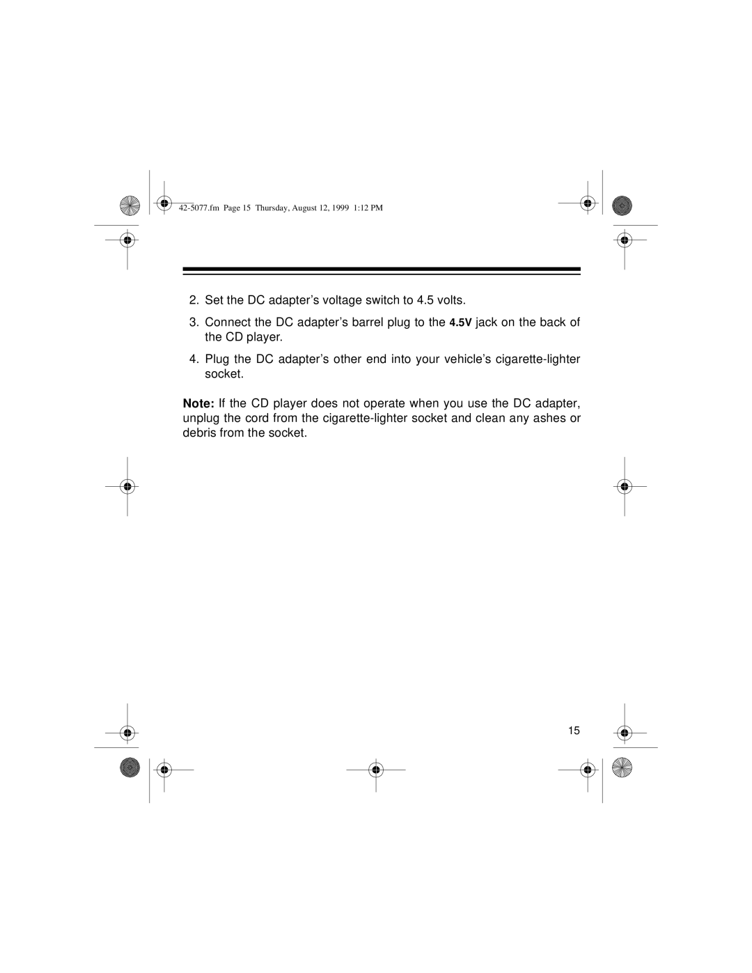 Optimus CD-3720 owner manual Fm Page 15 Thursday, August 12, 1999 112 PM 