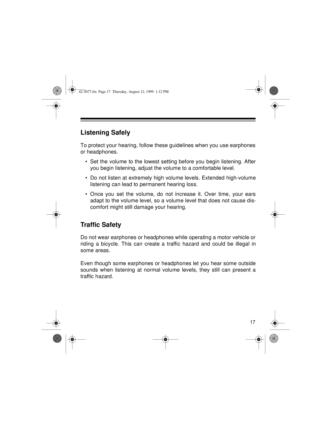 Optimus CD-3720 owner manual Listening Safely 