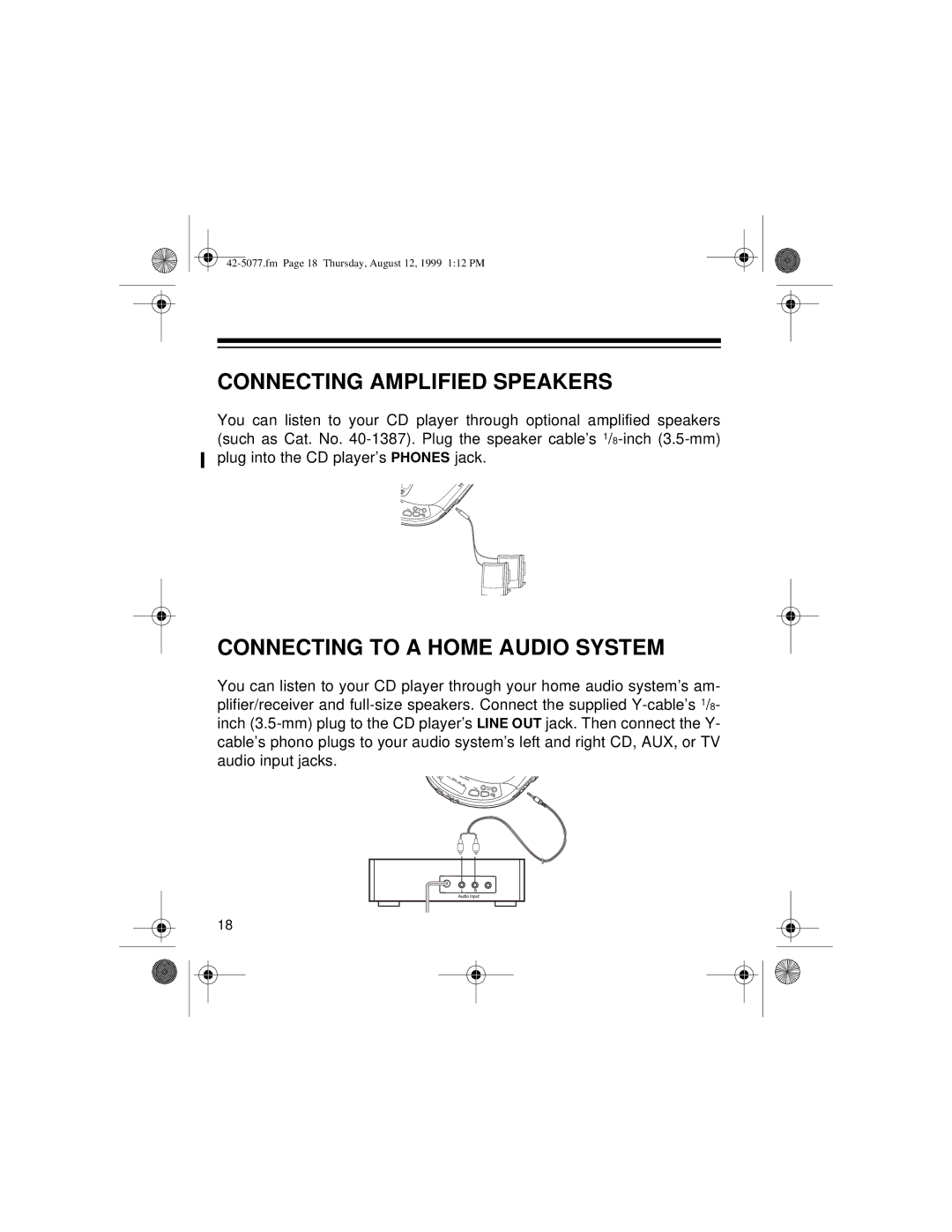 Optimus CD-3720 owner manual Connecting Amplified Speakers, Connecting to a Home Audio System 