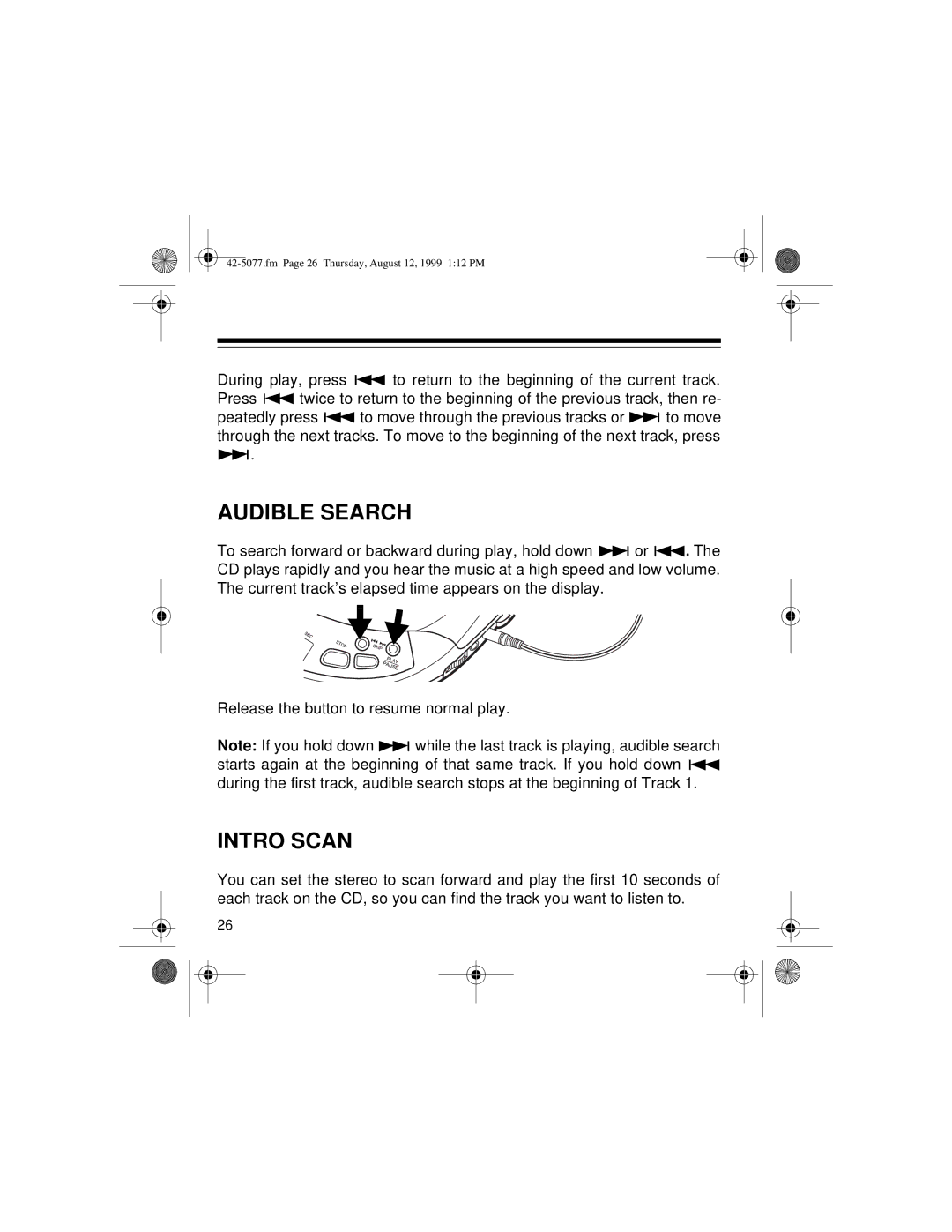 Optimus CD-3720 owner manual Audible Search, Intro Scan 