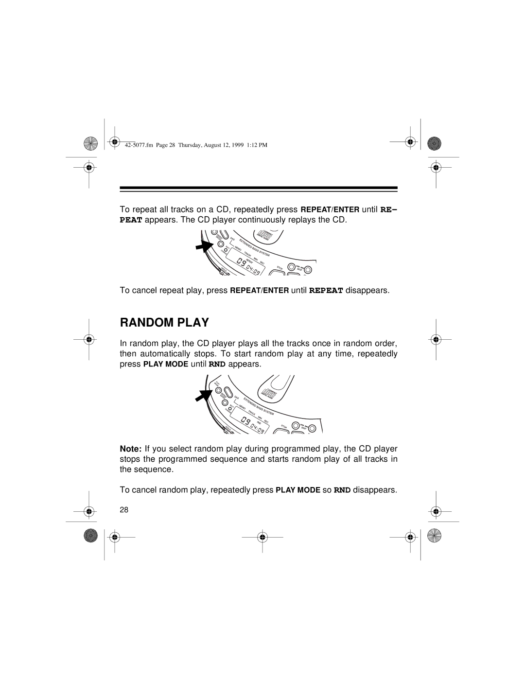 Optimus CD-3720 owner manual Random Play 