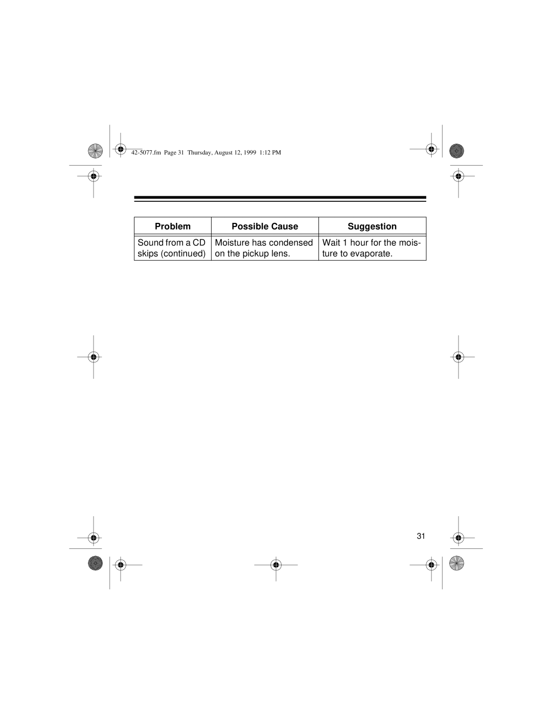 Optimus CD-3720 owner manual Fm Page 31 Thursday, August 12, 1999 112 PM 