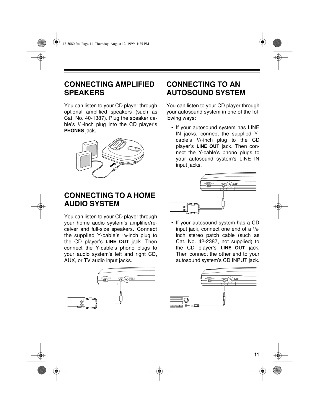 Optimus CD-3790 owner manual Connecting Amplified Speakers, Connecting to a Home Audio System 