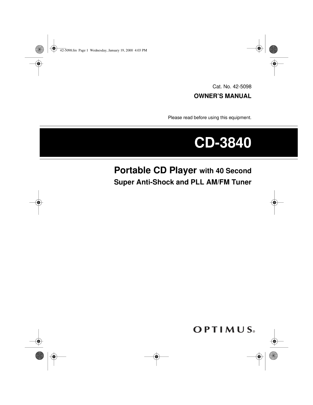 Optimus CD-3840 owner manual 