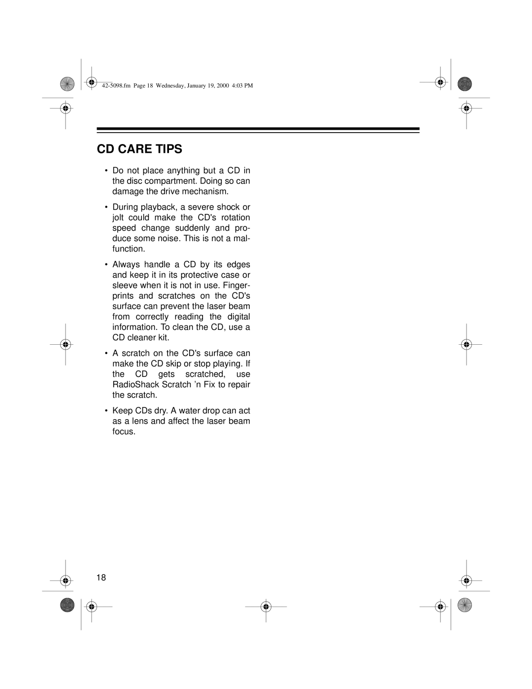 Optimus CD-3840 owner manual CD Care Tips 