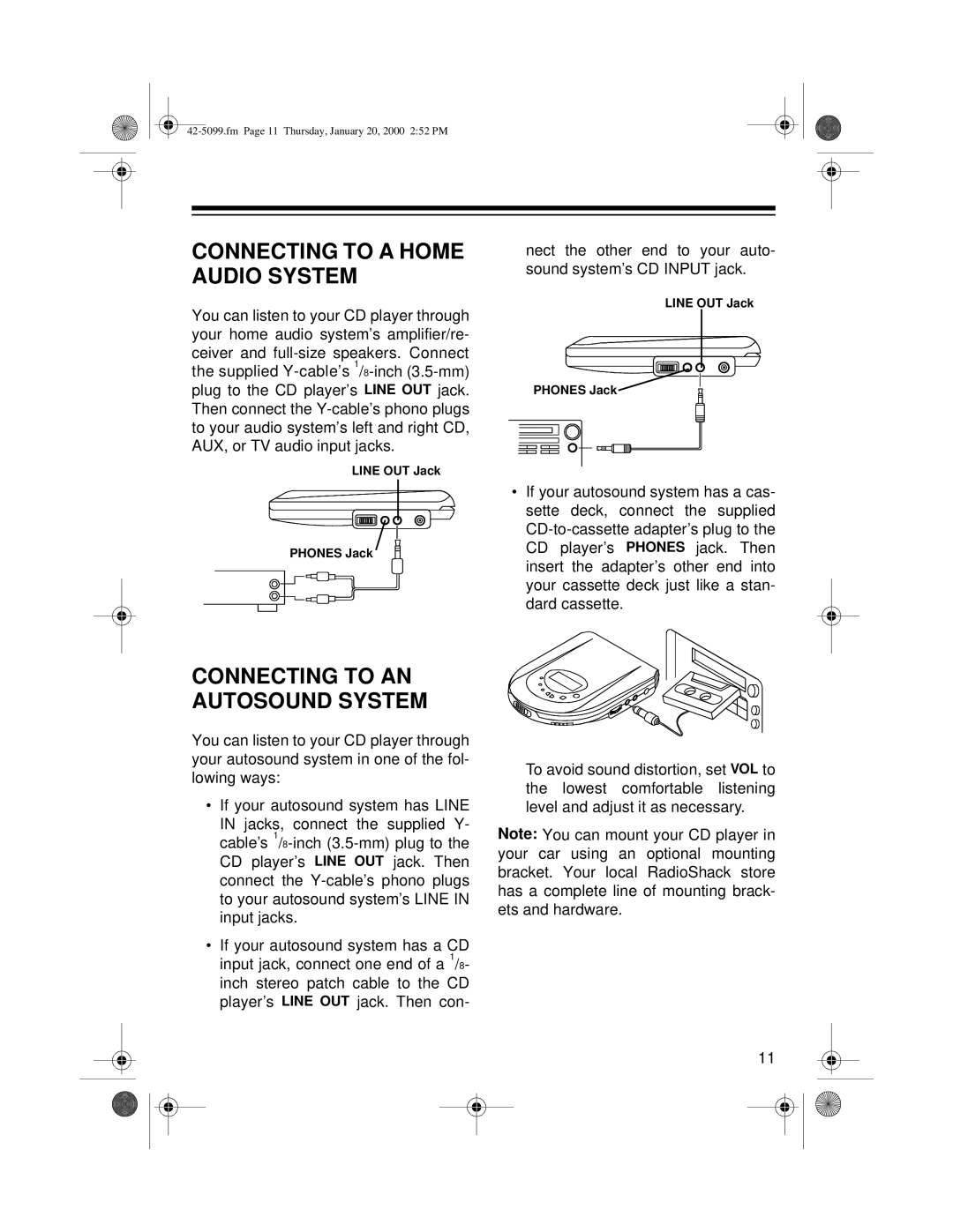 Optimus CD-3860 owner manual Connecting to a Home Audio System, Connecting to AN Autosound System 