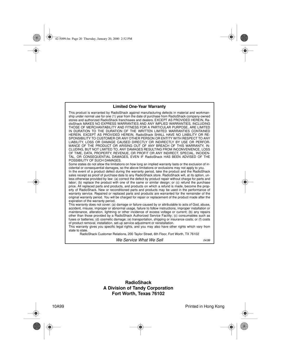 Optimus CD-3860 owner manual RadioShack Division of Tandy Corporation Fort Worth, Texas 