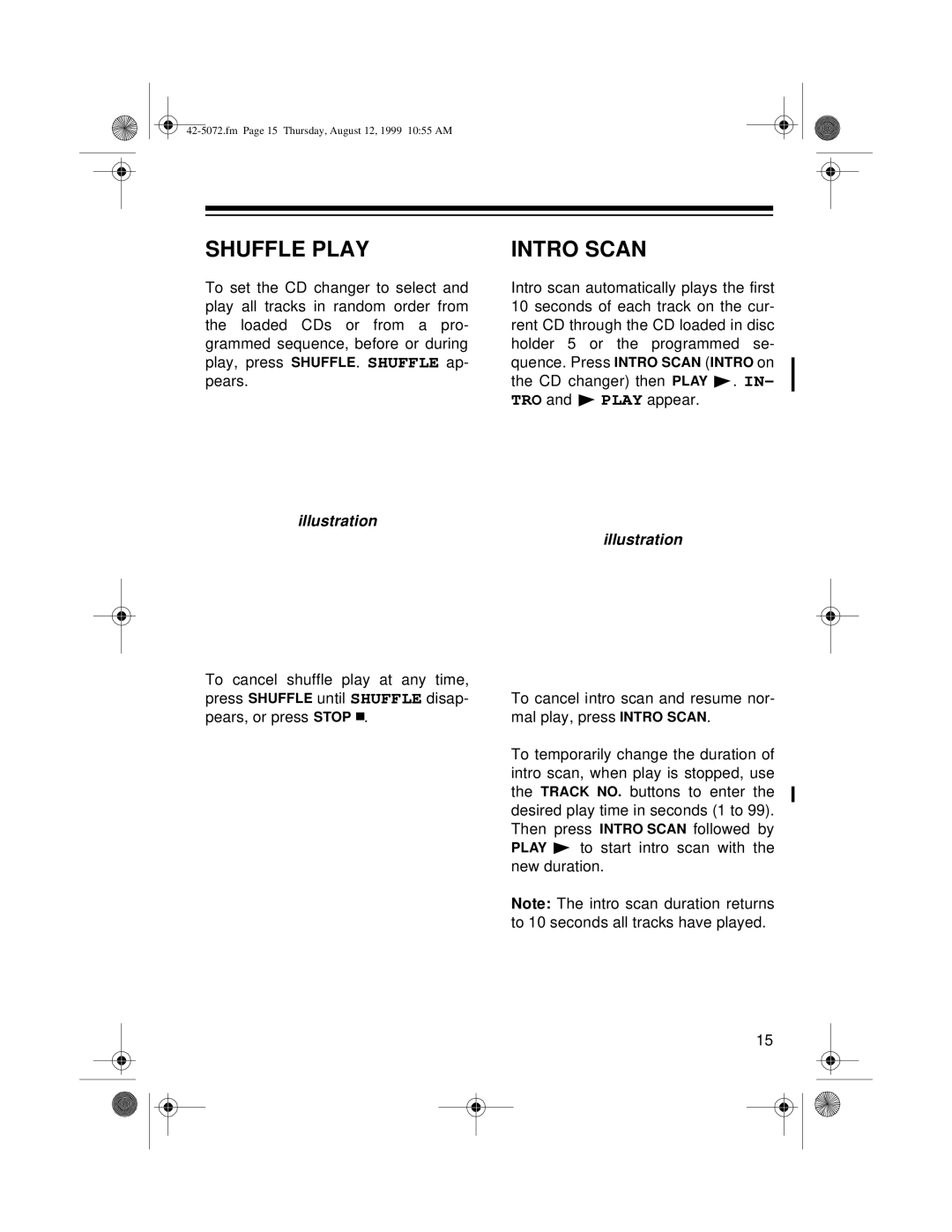 Optimus CD-8250 owner manual Shuffle Play, Intro Scan 