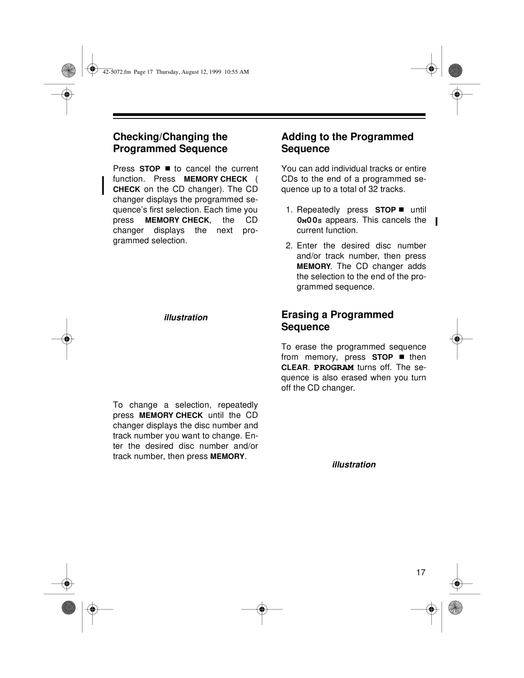 Optimus CD-8250 owner manual Checking/Changing the Programmed Sequence, Adding to the Programmed Sequence 