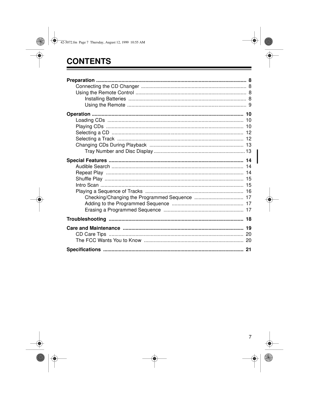 Optimus CD-8250 owner manual Contents 