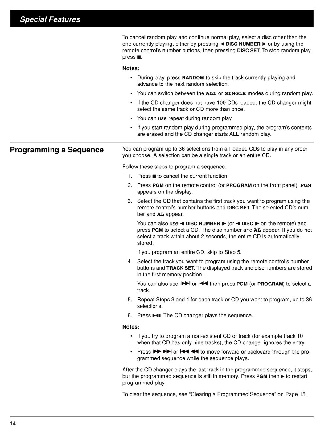 Optimus CD-8400 owner manual Programming a Sequence 