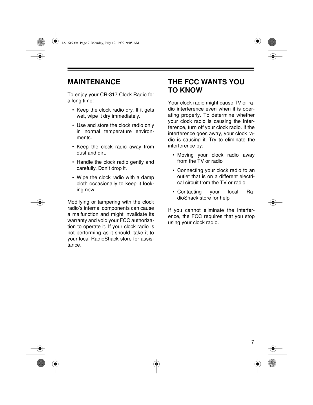 Optimus CR-319 user service Maintenance, FCC Wants YOU to Know 