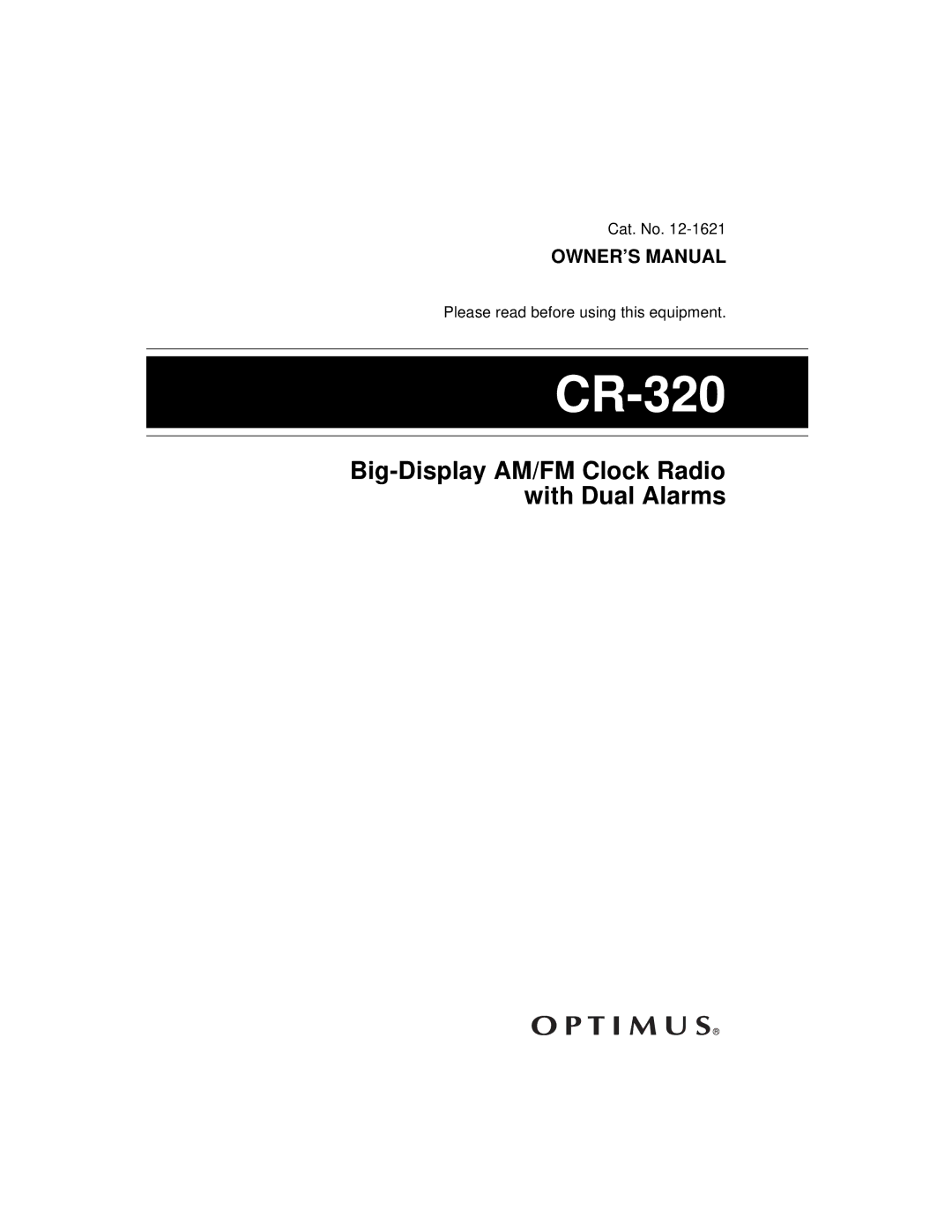 Optimus CR-320 owner manual 