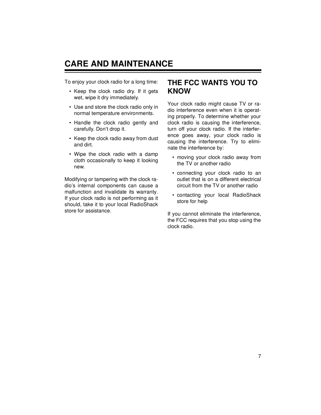 Optimus CR-320 owner manual Care and Maintenance, FCC Wants YOU to Know 