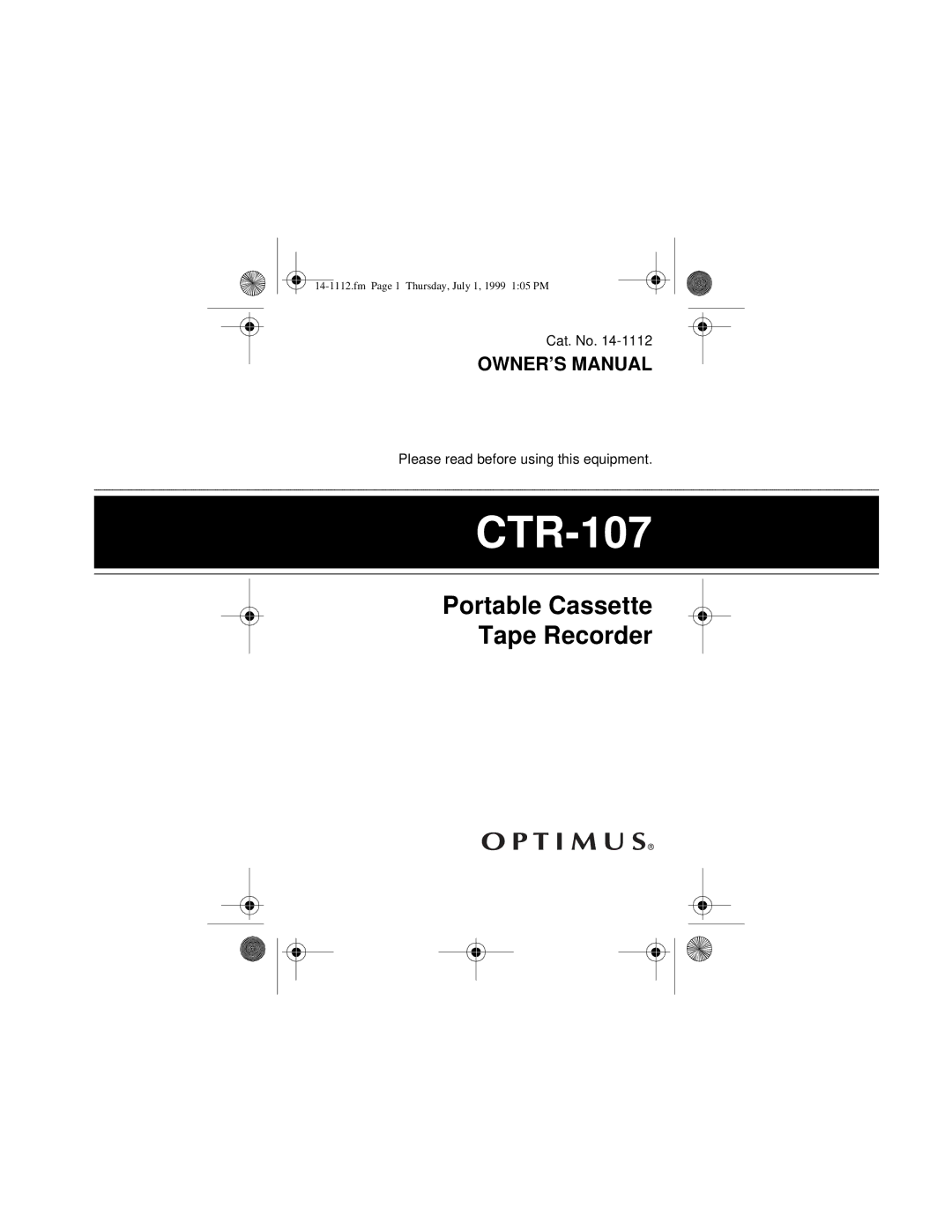 Optimus CTR-107 owner manual 