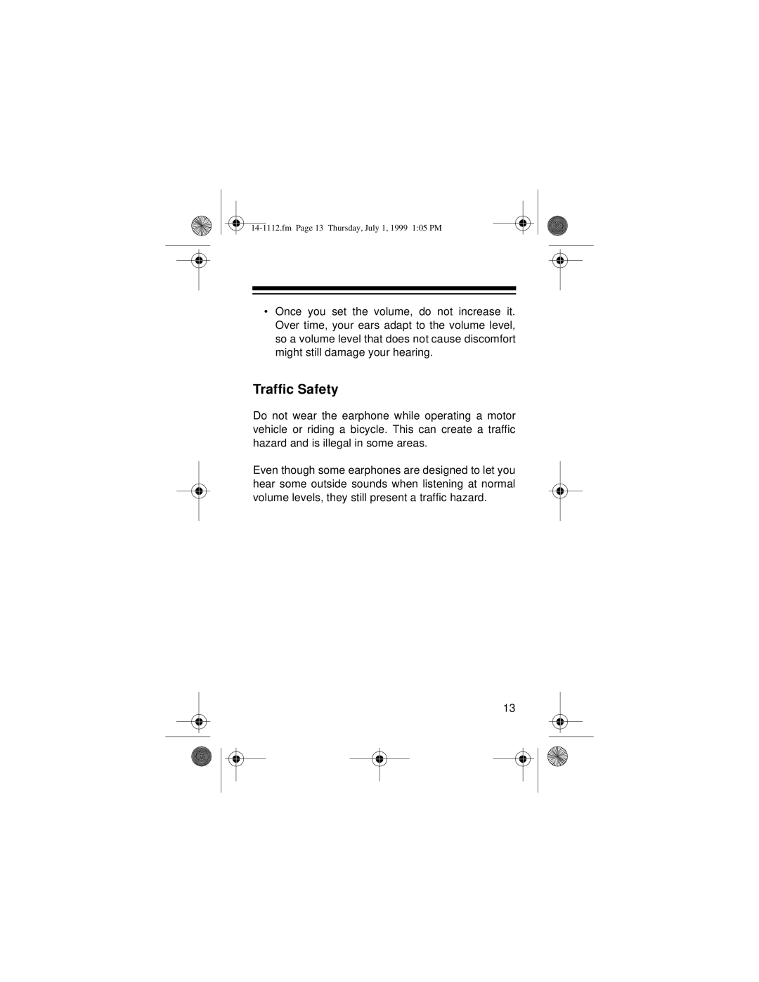 Optimus CTR-107 owner manual Traffic Safety 