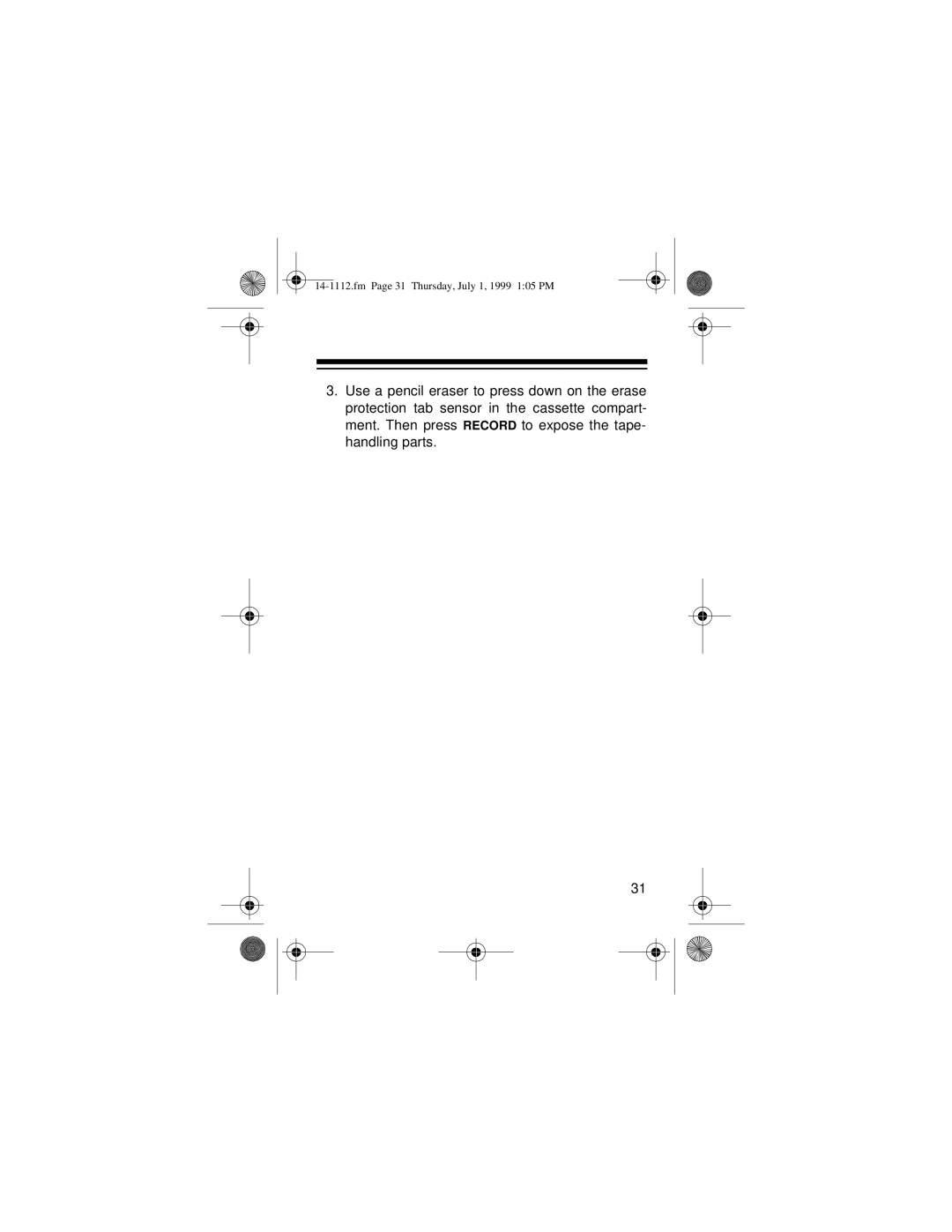 Optimus CTR-107 owner manual Fm Page 31 Thursday, July 1, 1999 105 PM 