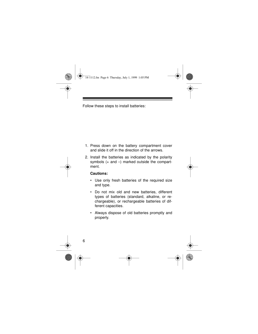 Optimus CTR-107 owner manual Fm Page 6 Thursday, July 1, 1999 105 PM 