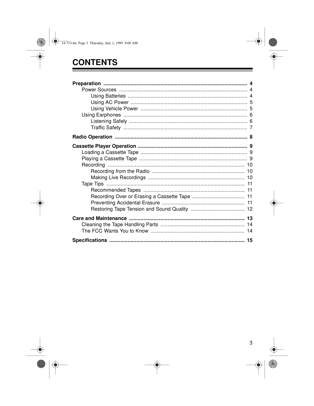 Optimus CTR-110 owner manual Contents 