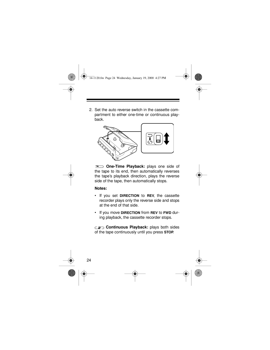 Optimus CTR-114 owner manual Fm Page 24 Wednesday, January 19, 2000 427 PM 