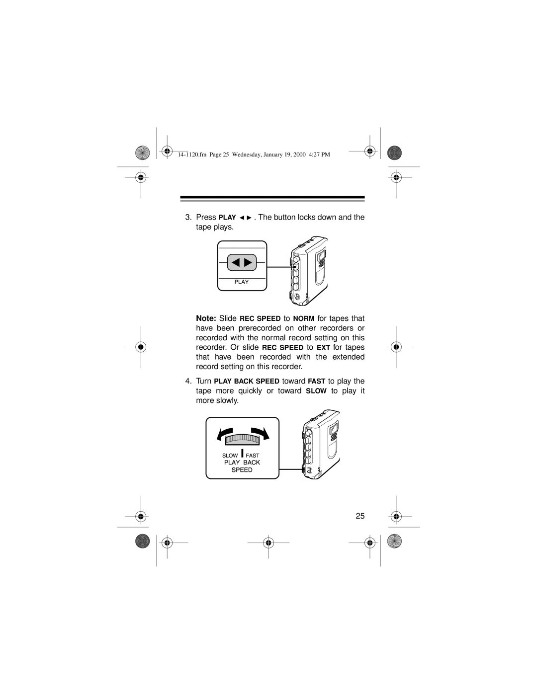 Optimus CTR-114 owner manual Fm Page 25 Wednesday, January 19, 2000 427 PM 