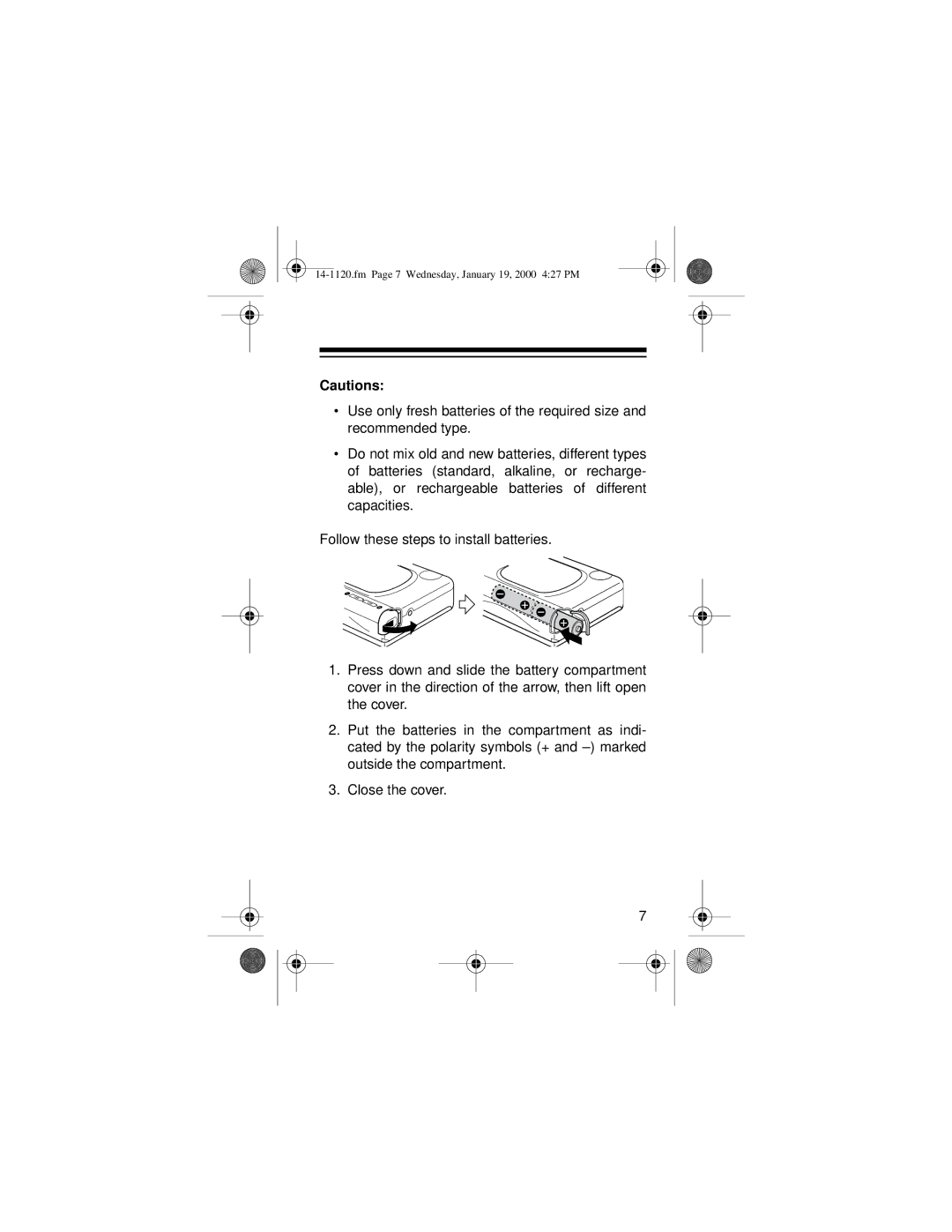 Optimus CTR-114 owner manual Fm Page 7 Wednesday, January 19, 2000 427 PM 