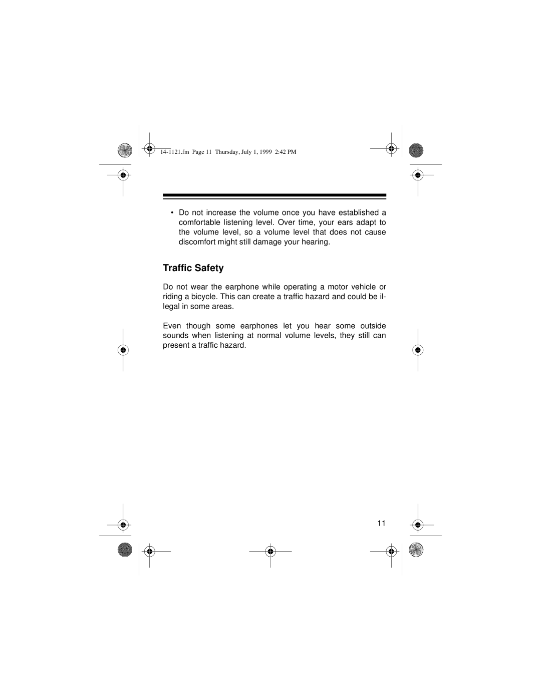 Optimus 2133-920-0-01, CTR-115, 14-1121 owner manual Traffic Safety 