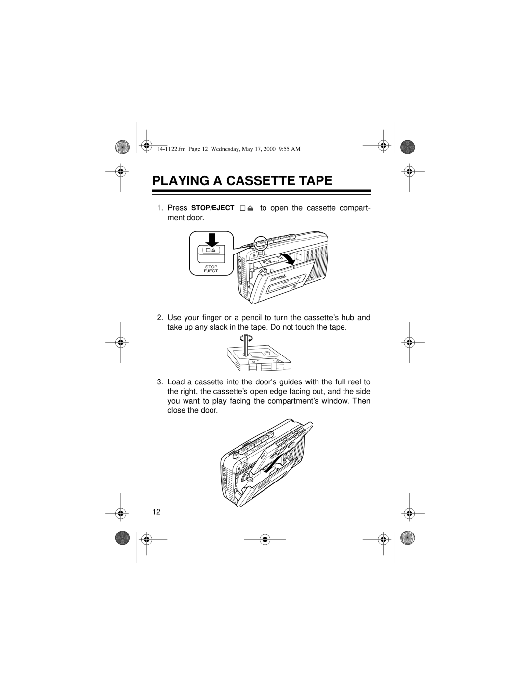 Optimus CTR-116 owner manual Playing a Cassette Tape 