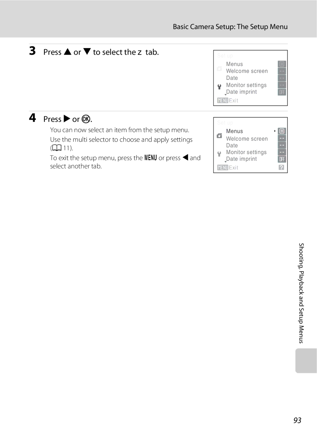 Optimus L100 user manual Press H or Ito select the ztab, Press Kor k 