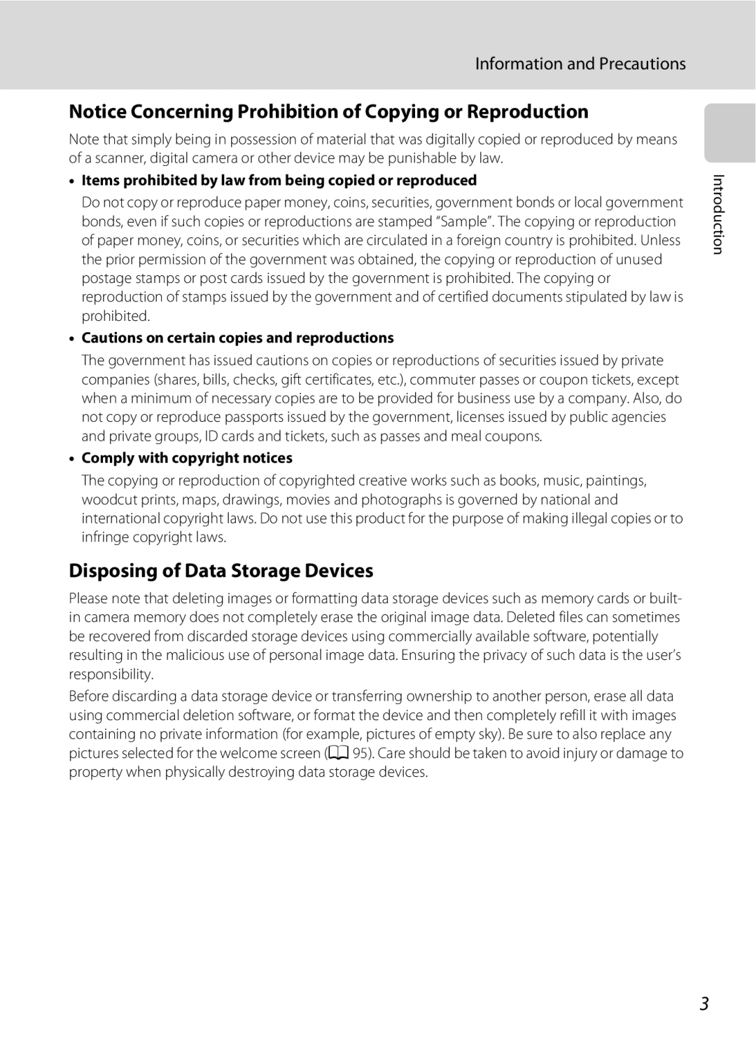 Optimus L100 user manual Disposing of Data Storage Devices, Information and Precautions 