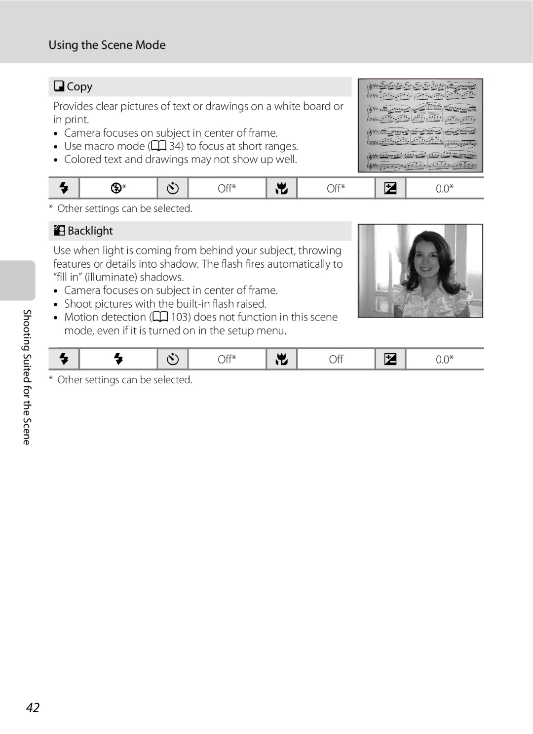 Optimus L100 user manual Using the Scene Mode 