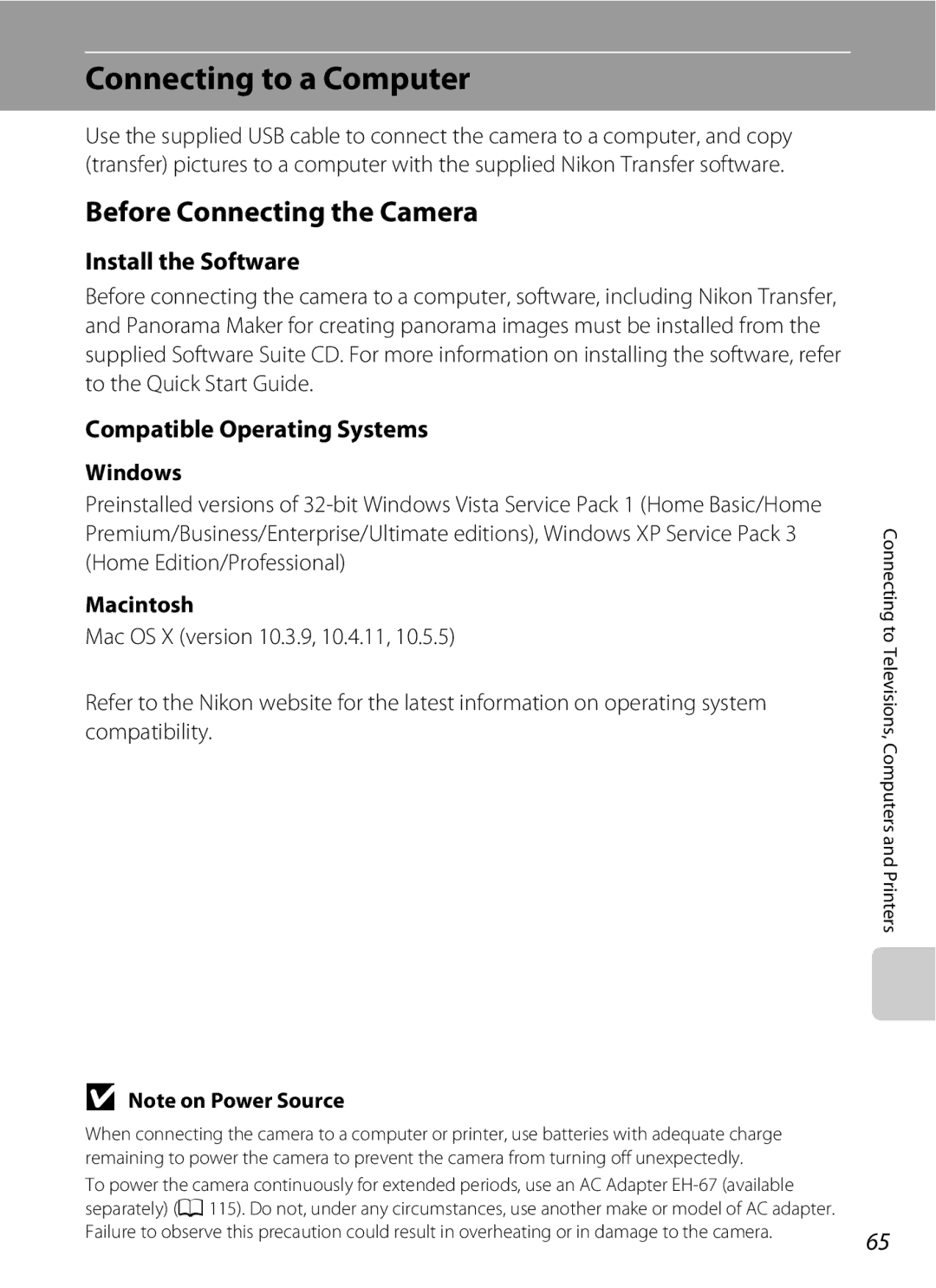 Optimus L100 Connecting to a Computer, Before Connecting the Camera, Install the Software, Compatible Operating Systems 