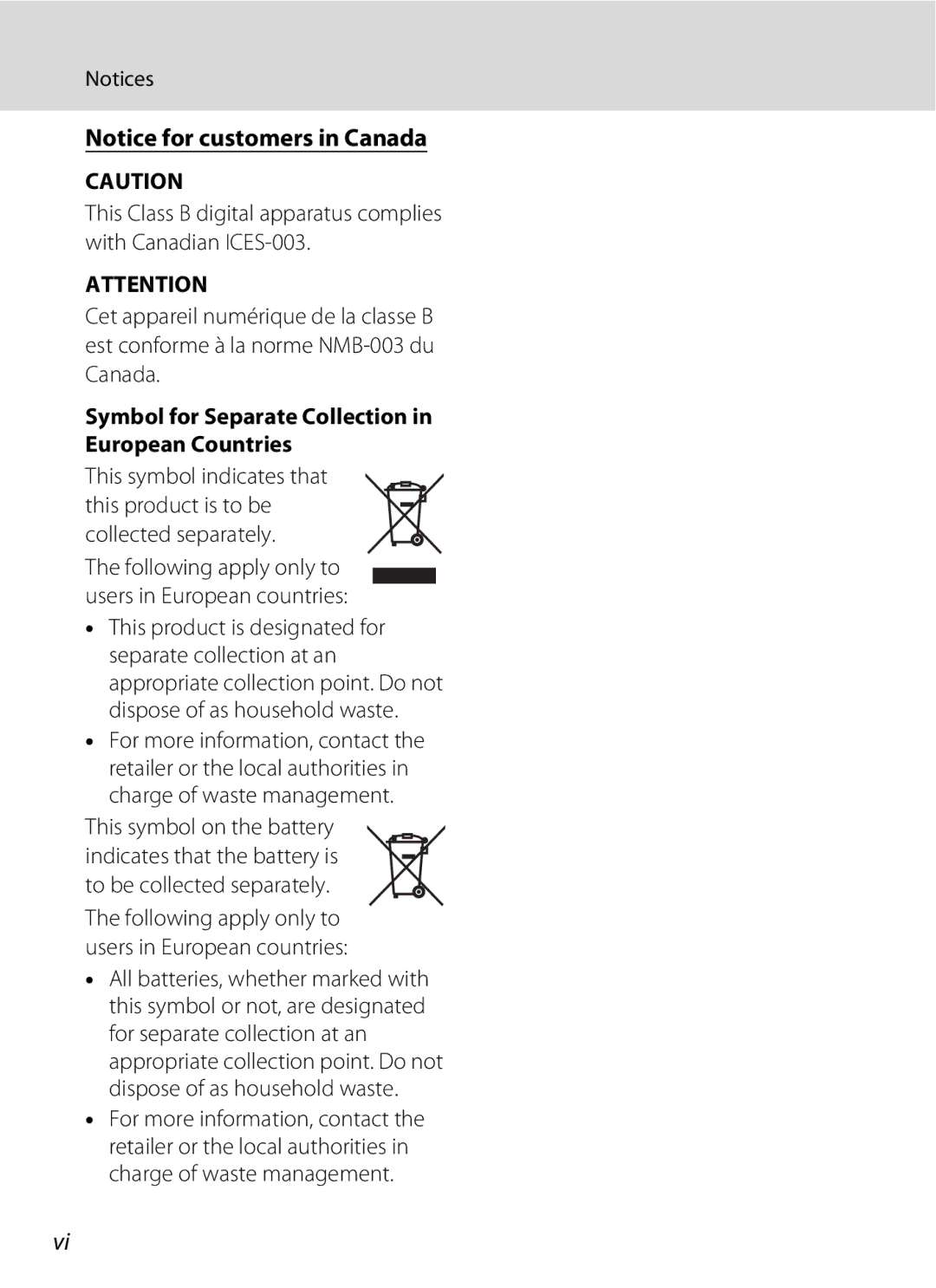 Optimus L100 Symbol for Separate Collection in European Countries, Following apply only to users in European countries 