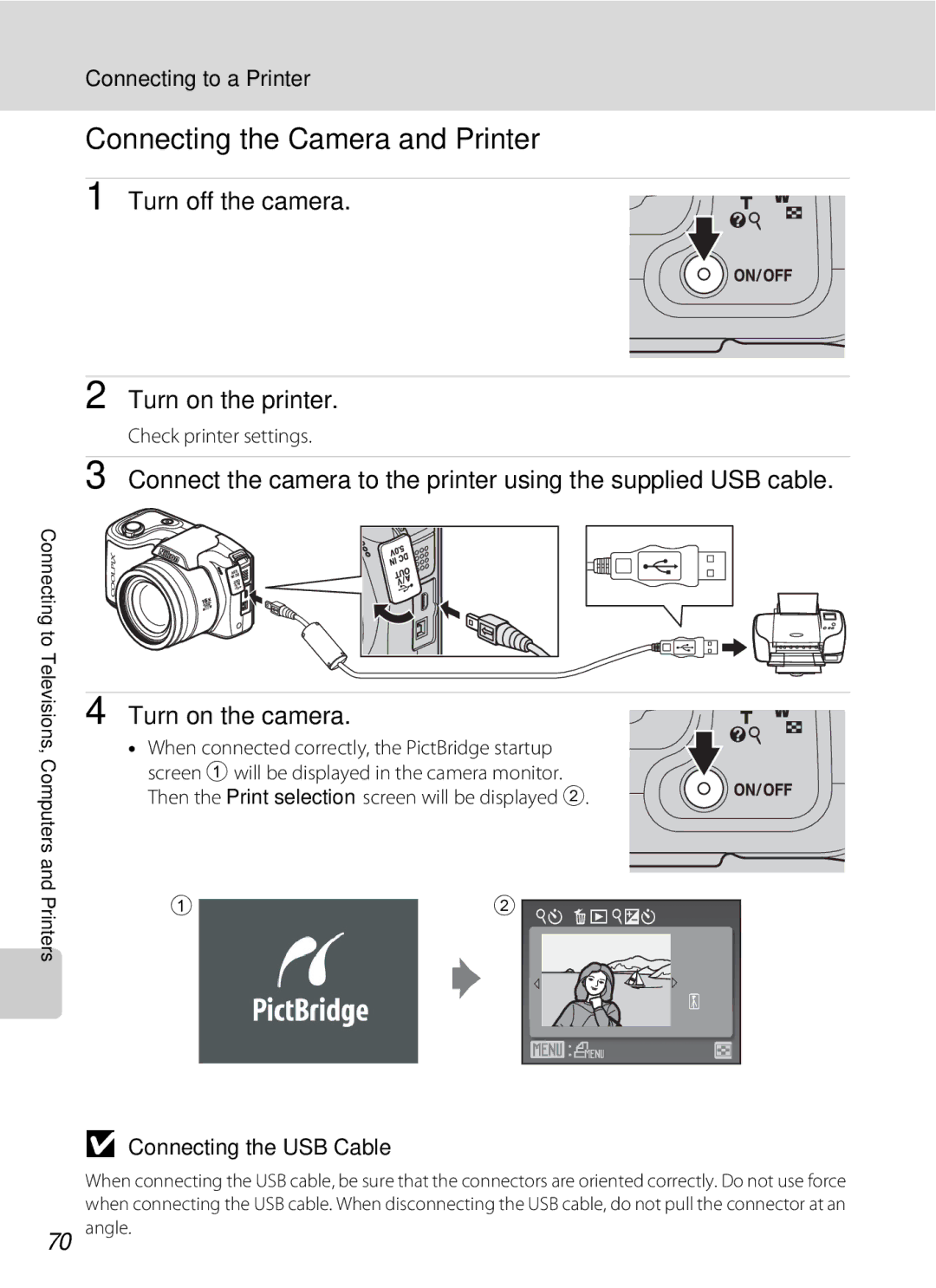 Optimus L100 Connecting the Camera and Printer, Turn on the printer, Connecting to a Printer, Check printer settings 