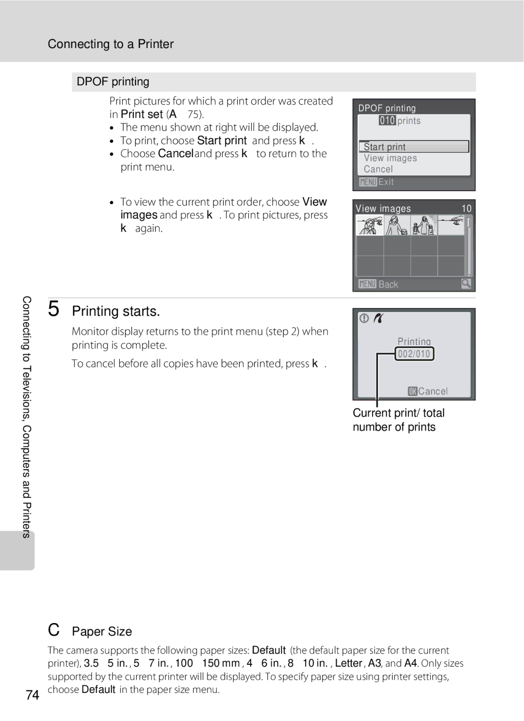 Optimus L100 user manual Paper Size 